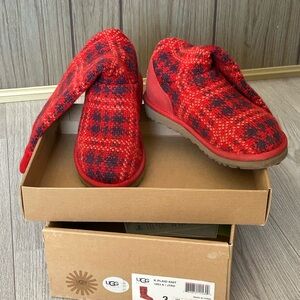 UGG Red and Black Plaid Slippers